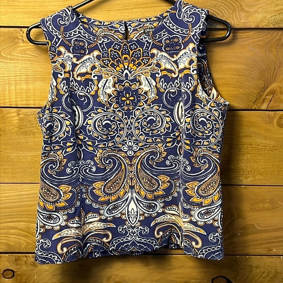 J. McLaughlin Blue and Orange Paisley Blouse